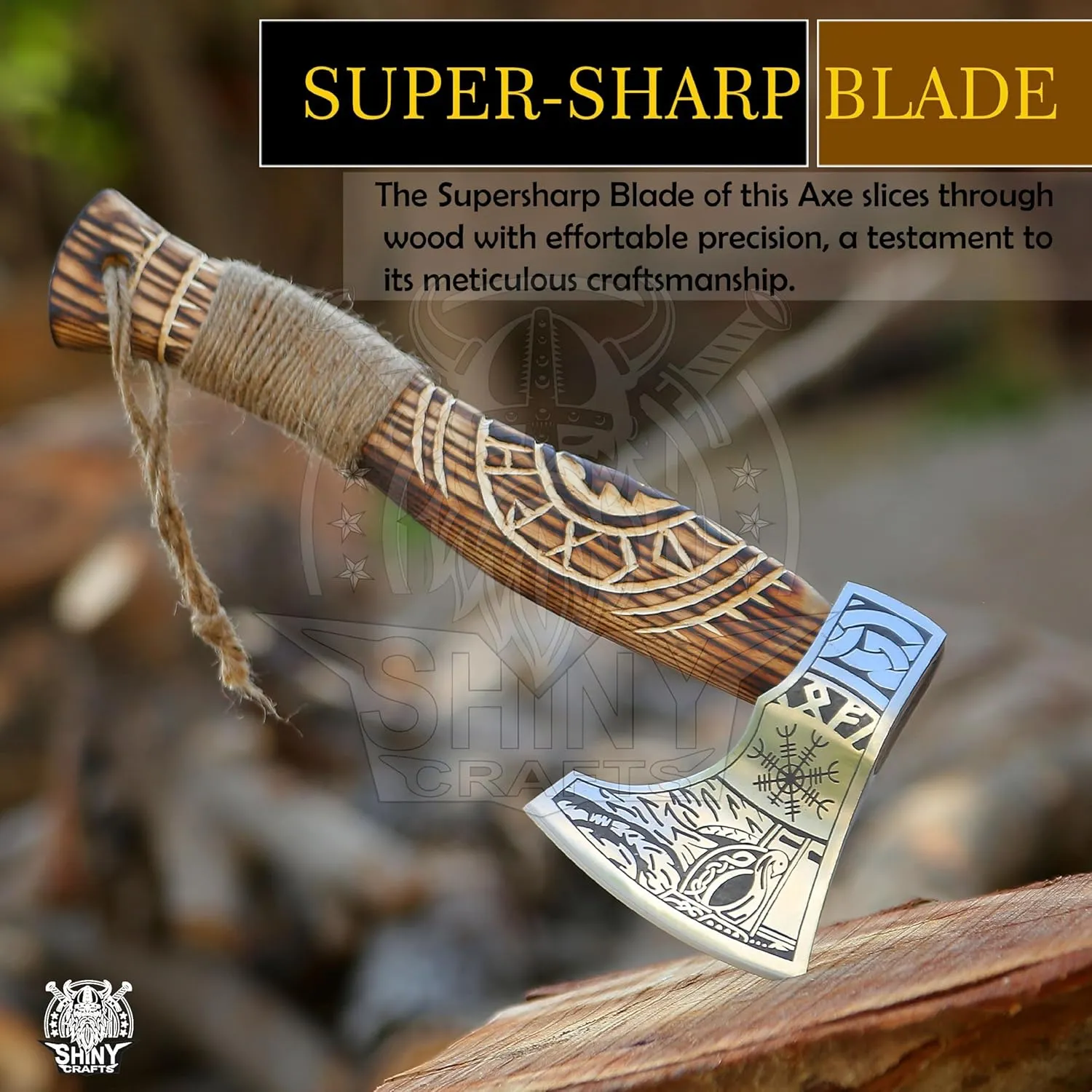 SHINY CRAFTS-Viking Axe Bearded Axe Tomahawk Birthday Gifts-Hatchet,Throwing Axes Gifts for him Wood Working Tool Viking Gifts for Men Camping Hatchet Tomahawk with Sheath (SCA 14)