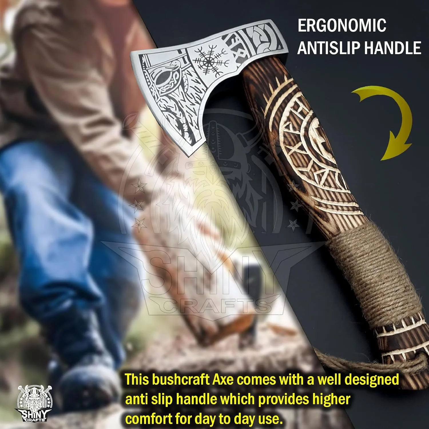 SHINY CRAFTS-Viking Axe Bearded Axe Tomahawk Birthday Gifts-Hatchet,Throwing Axes Gifts for him Wood Working Tool Viking Gifts for Men Camping Hatchet Tomahawk with Sheath (SCA 14)