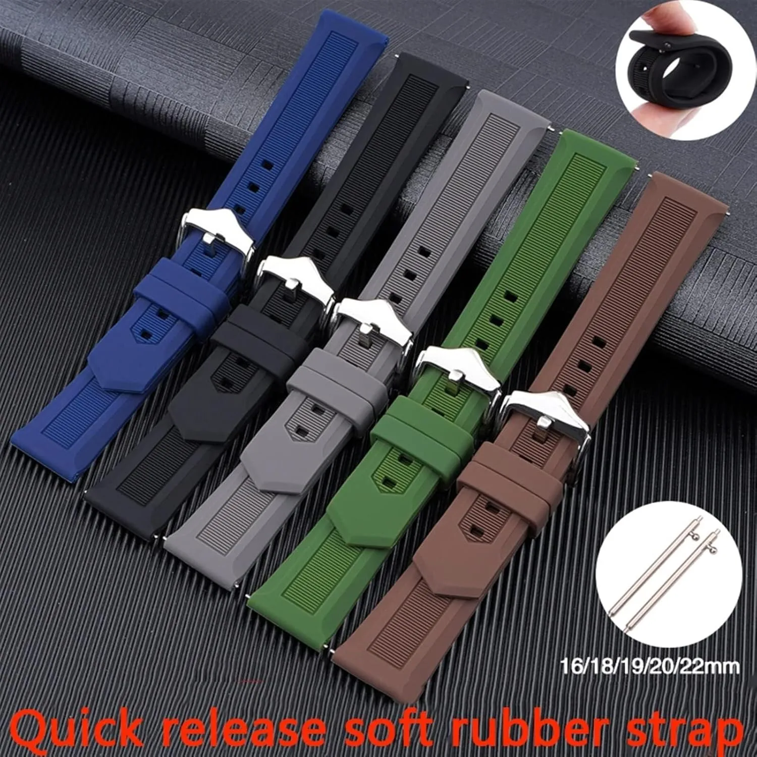 Silicone Watch Band Universal Rubber Sport Diving Wristband Bracelet Strap replacement Accessories