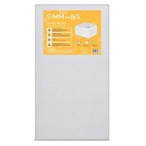 Simmons Kids Silver Nights Dual Sided 2-Stage Baby Crib Mattress and Toddler Mattress - GREENGUARD Gold – Waterproof - Sustainably Sourced Core Fiber Core, Grey