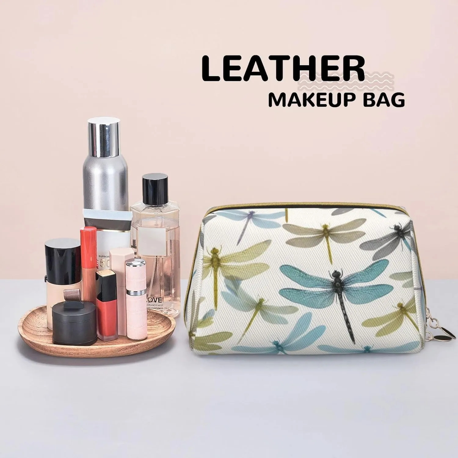 Simple Dragonfly Toiletry Pouch, Travel-Friendly Makeup Organizer For Makeup Brushes, Lipsticks