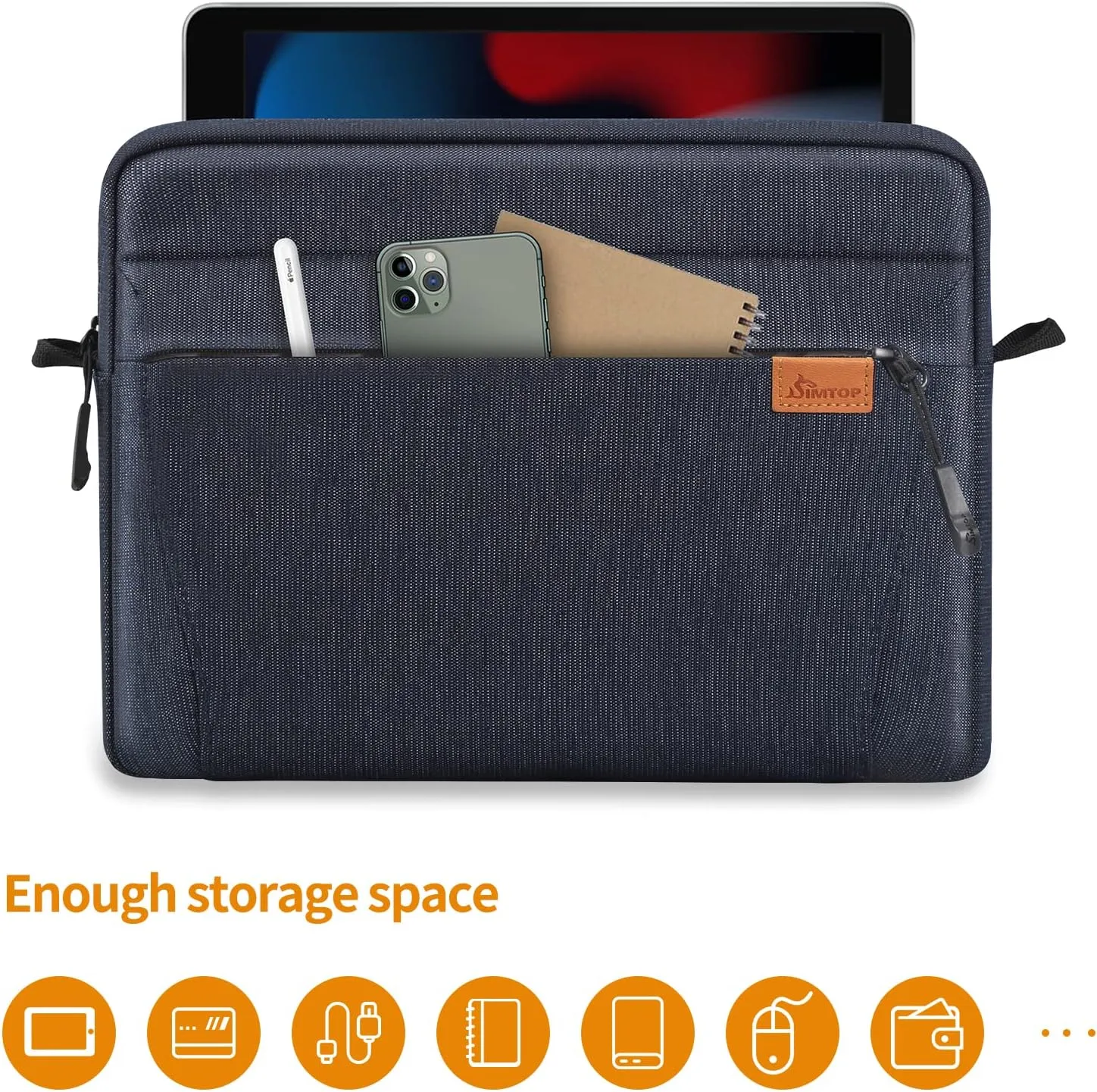 SIMTOP Tablet Sleeve Bag, 11 inch Daily Shoulder Bag for Tablet, Waterproof Crossbody Bag with Smart Organization for Accessories, Essentials Lightweight, YKK Zipper Bag, Polyester