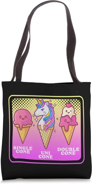 Single Cone Uni Cone Double Cone Unicorn Ice Cream Tote Bag