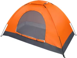 Single Person Waterproof Camping Dome Tent for Outdoor Hiking Survival, Orange and Green, Waterproof and Windproof, Easy to Set Up, Suitable for Hiking, Backpacking, Luxury Camping, Beach