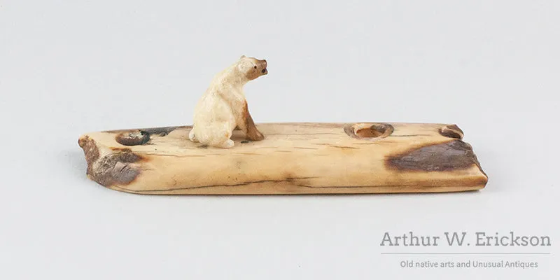 Siting Polar Bear on Fossilized Ivory Base