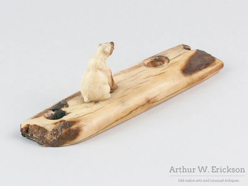Siting Polar Bear on Fossilized Ivory Base
