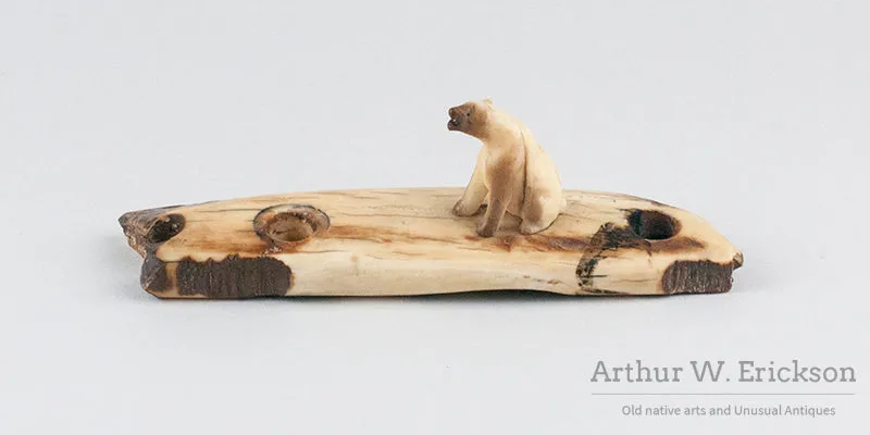 Siting Polar Bear on Fossilized Ivory Base