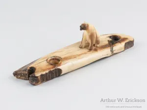 Siting Polar Bear on Fossilized Ivory Base