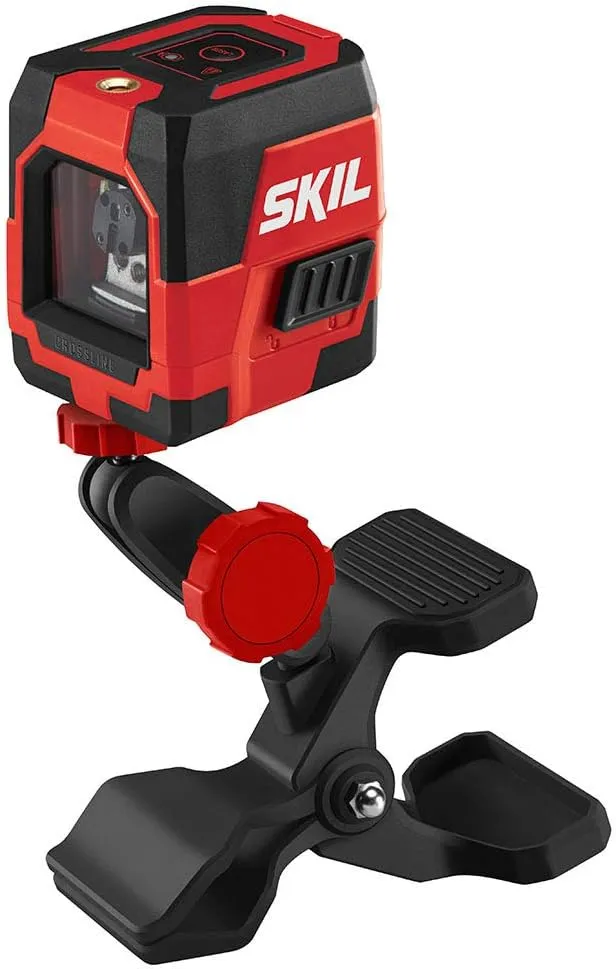 SKIL 50ft. Red Self-Leveling Cross Line Laser Level with Horizontal and Vertical Lines, Rechargeable Lithium Battery with USB Charging Port, Clamp & Carry Bag Included - LL932301