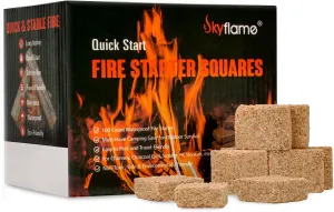 Skyflame 100 Pack Natural Fire Starters, Square Waterproof Easy Fire Charcoal Starters Compatible with BGE, Kamado Joe, Smokers, Wood Stove & Grills, BBQ & Grill, Campfire, Fireplace, Camp Fire Pits