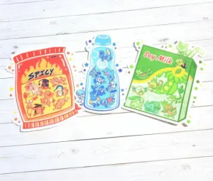 Snack Time Starters | Grass, Fire, Water Starter Poke Clear Vinyl Sticker