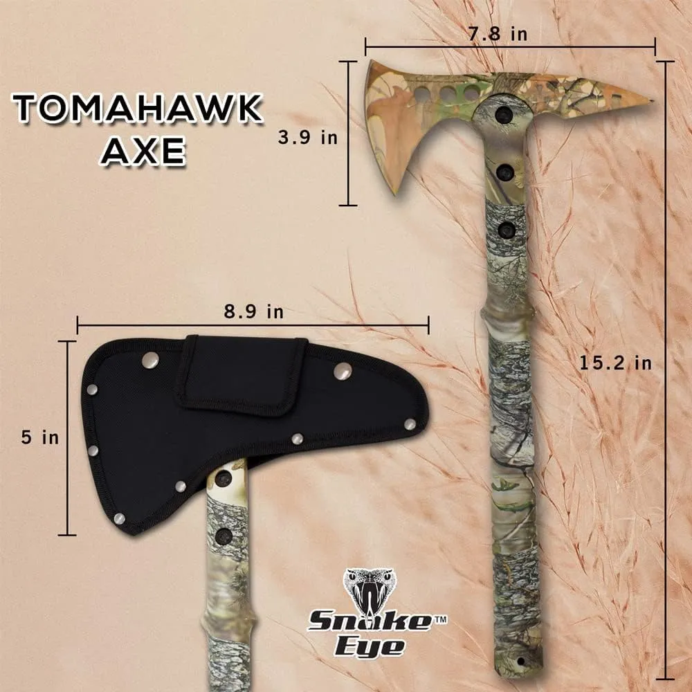 Snake Eye Tactical Tomahawk Throwing Axe - Throwing Hatchet-Tactical-Axe with Sheath and Competition Throwing Axe. (Camo)