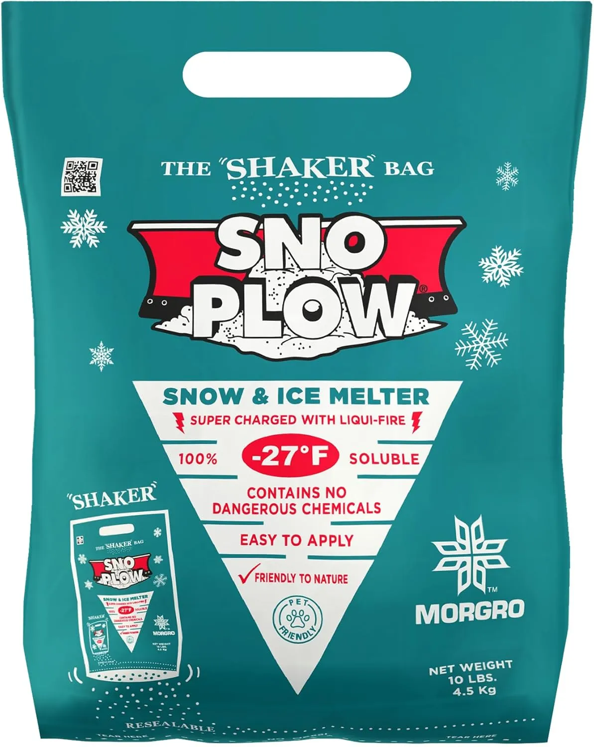SNO Plow Snow and Ice Melt Shaker Bag, 10 lbs, 2 Pack