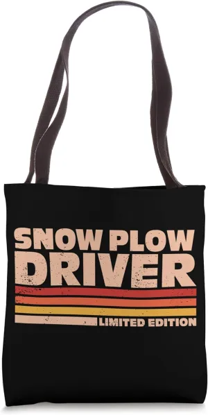 Snow Plowing Winter Ice Retro Flag Snow Plow Driver Tote Bag
