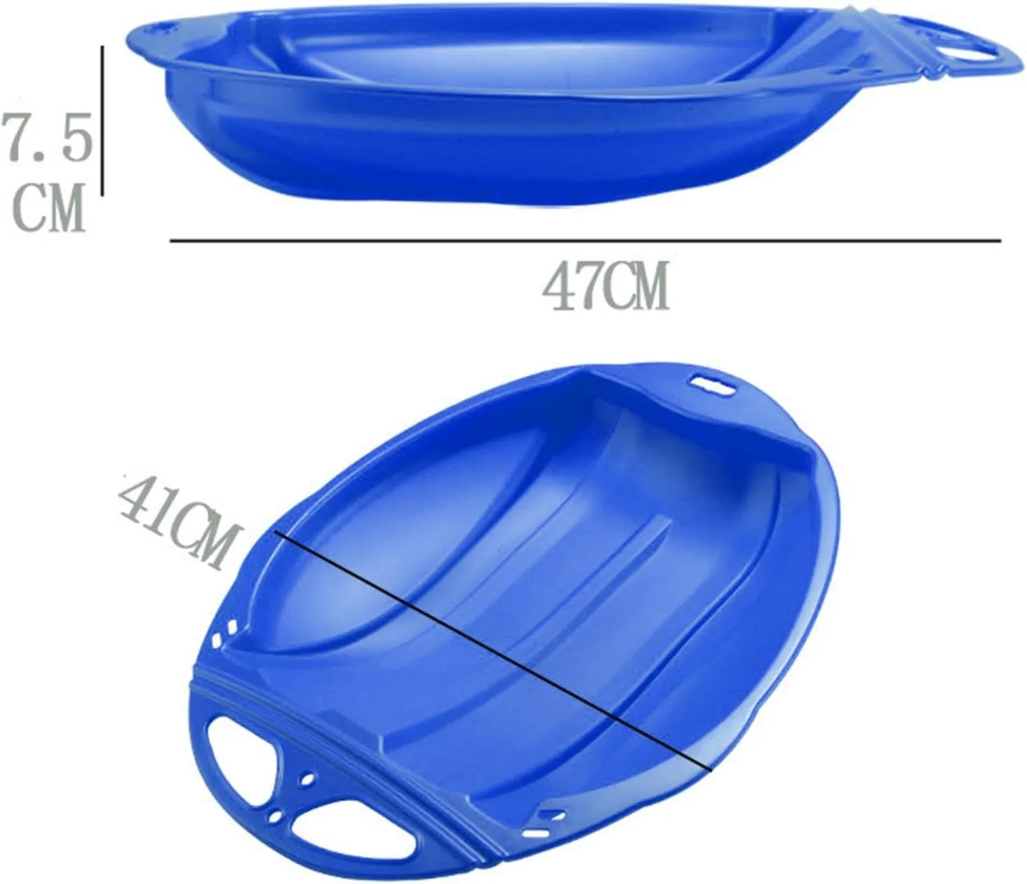 Snow Sleds for Kids Adults, Portable Downhill Sprinter Toboggan Snow Sled with 2 Handles, Plastic Snow Sled for Skiing Sledding Snow Grass Sand Board Outdoor Winter
