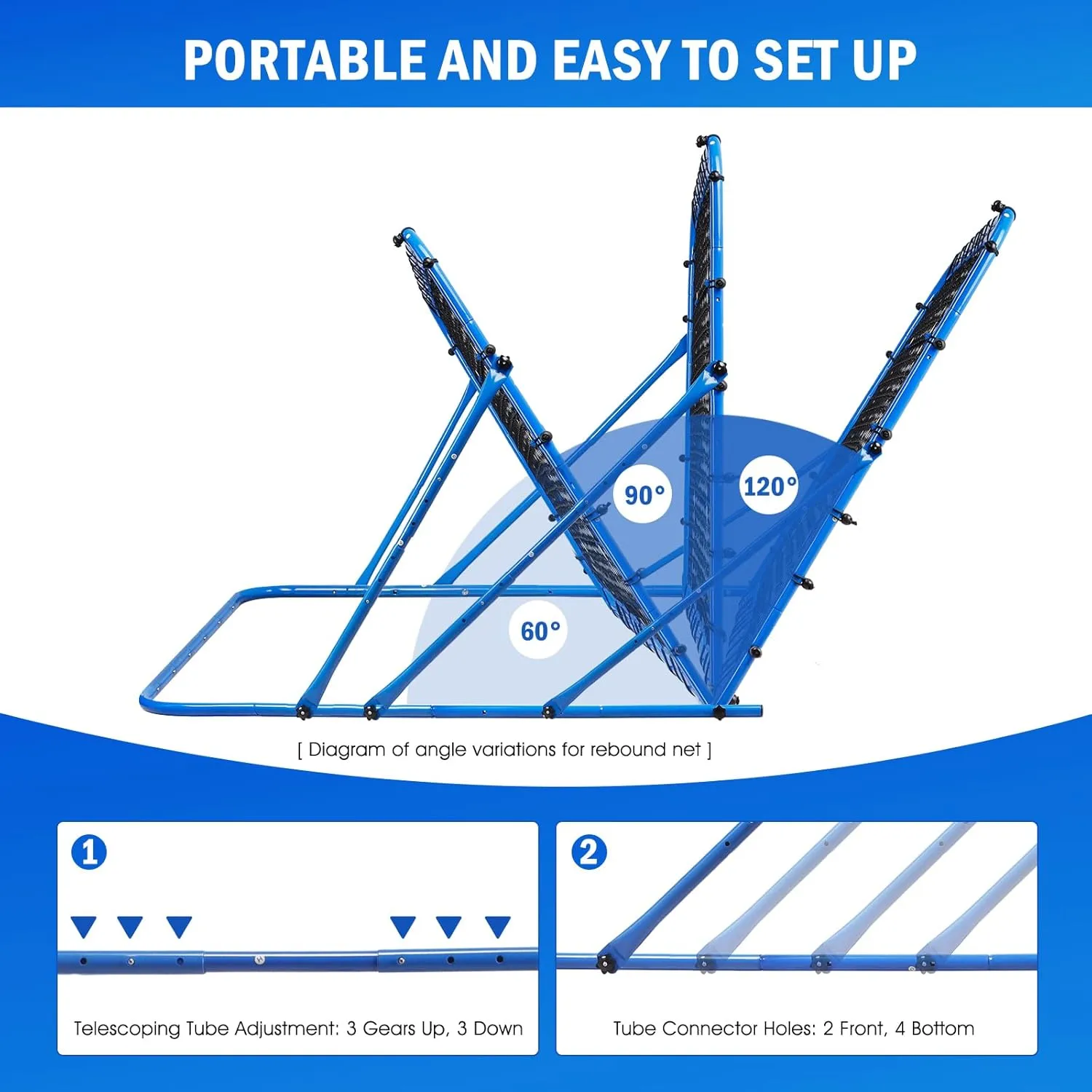 Soccer Rebounder Net, Quick-Switch Angle Soccer Training for Control, Passing Practice, Easy Setup Rebounder Gifts Aids & Equipment for Kids,Teens & Adults