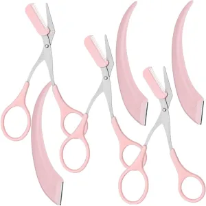 SOIMISS 3 Set Eyebrow Shaping Tool Set Razor Face Trimmer Brow Kit Eyebrows Beauty Comb Small Hair Portable Eyebrow Trimmer Grooming Shapers Scissor Cutter Stainless Steel Pink