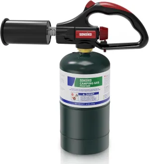 Sondiko Cooking Propane Torch Head Kitchen Torch, Outdoor Campfire Torch with Safety Lock and Adjustable Flame for BBQ Searing Steak, Creme Brulee (Tank Not Included)
