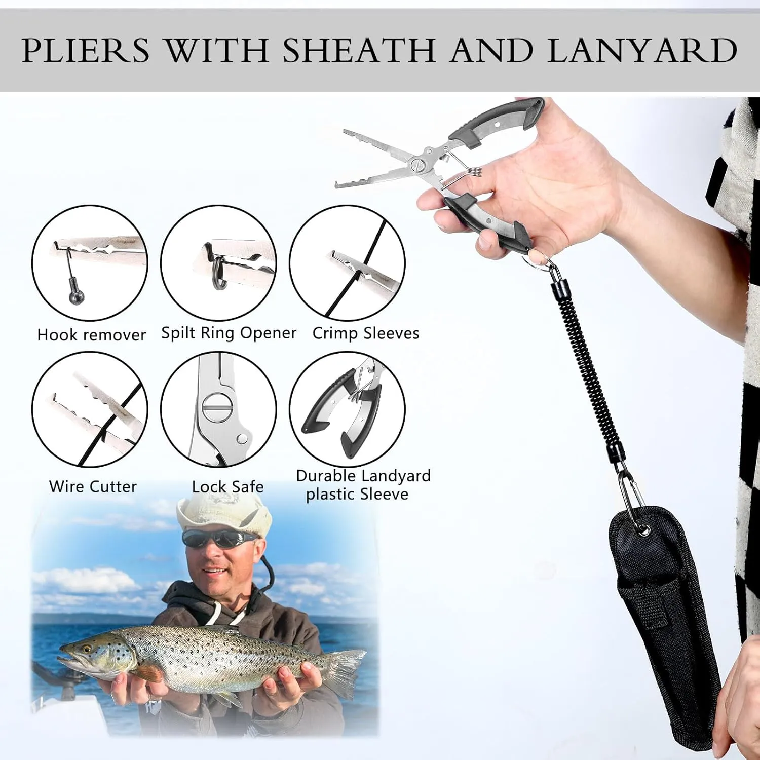Sosation 134 Pcs Fishing Tool Kit Fishing Gear and Equipment for Men Adults, Include Hook Remover, Pliers Kit, Tackle Box with Tackle Included, Lures, Lip Gripper, Weigh Scale