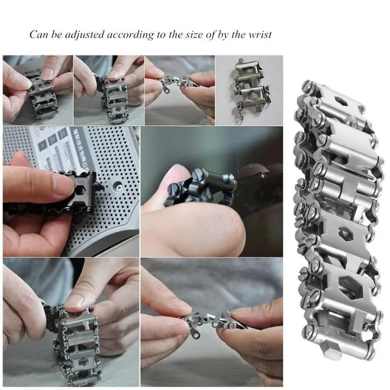 Stainles Steel Multi Tool Bracelets Screwdriver Outdoor Camping Emergency Tool