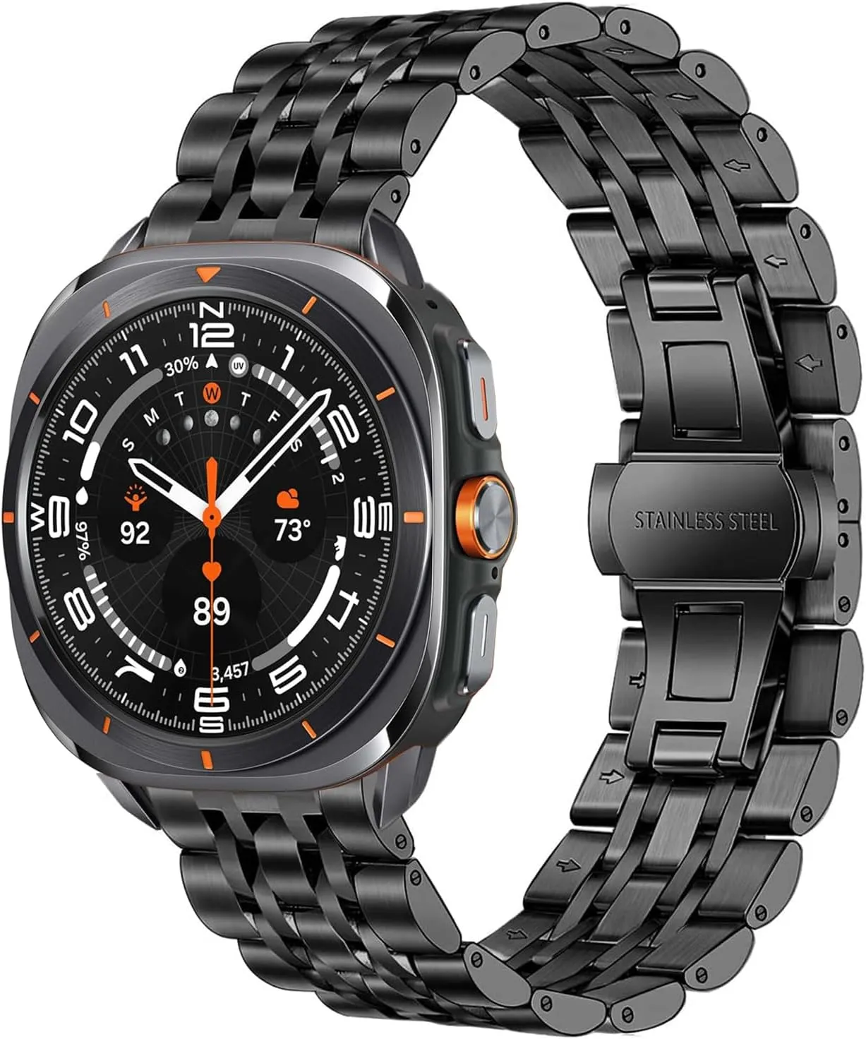 Stainless Steel Bands Compatible with Samsung Galaxy Watch Ultra 47mm, No Gap Metal Replacement Classic Wristband for Men