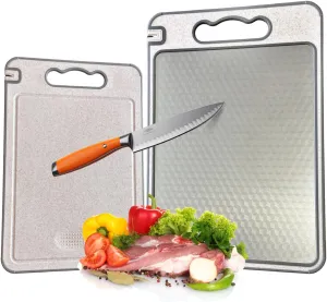 Stainless Steel Cutting Board,15"x10" Best Cutting Board with In-Built Knife Sharpener Double Sided Stainless Steel/Wheat straw,Chopping Boards for Kitchen,Multi-Use for Meat and Vegetables