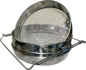 Stainless Steel Honey Strainer for 5 Gallon Bucket – Double Sieve Honey Filter with 650 & 1875 Micron Mesh – Extendable Arms Up to 16.5" – Beekeeping Honey Harvesting Equipment and Food Strainer