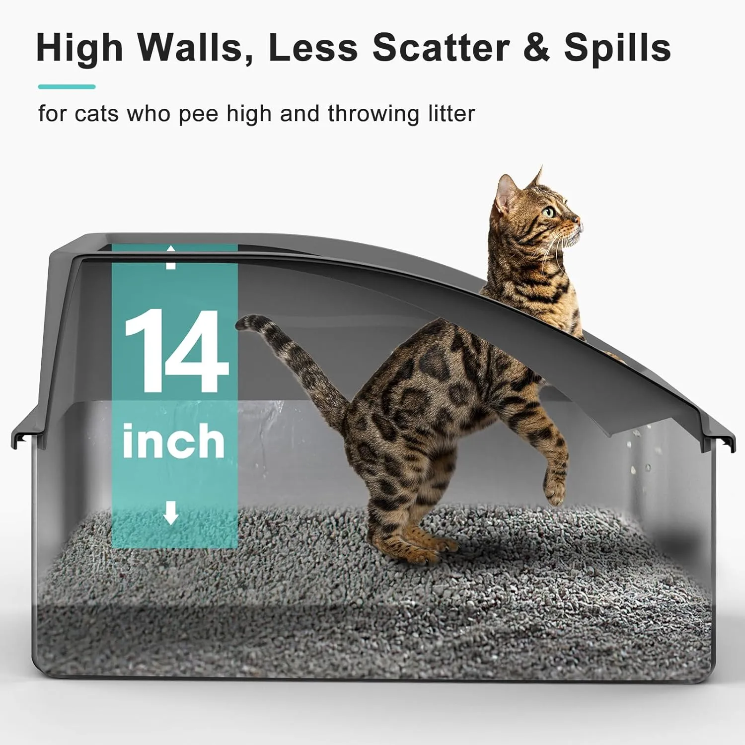 Stainless Steel Litter Box | XL Enclosed Cat Litter Boxs with Lid for Big Cats | High Sided, Anti-Urine Leakage | Non-Stick Bottom & Includes Litter Mat & Metal Scoop (Dark Gray, XX-Large)
