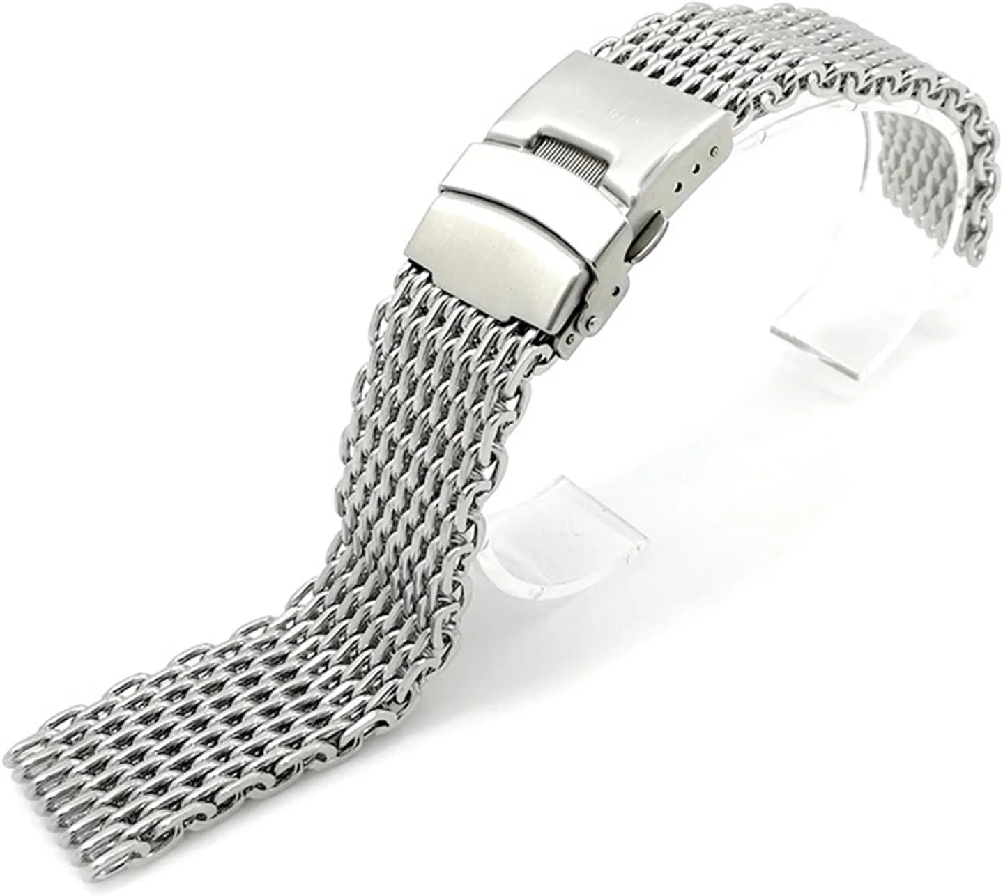 Stainless Steel Mesh Watch Band 18 20 22 24mm Unisex Shark Mesh Watch Band Replacement Strap For Traditional Or Smart Watch