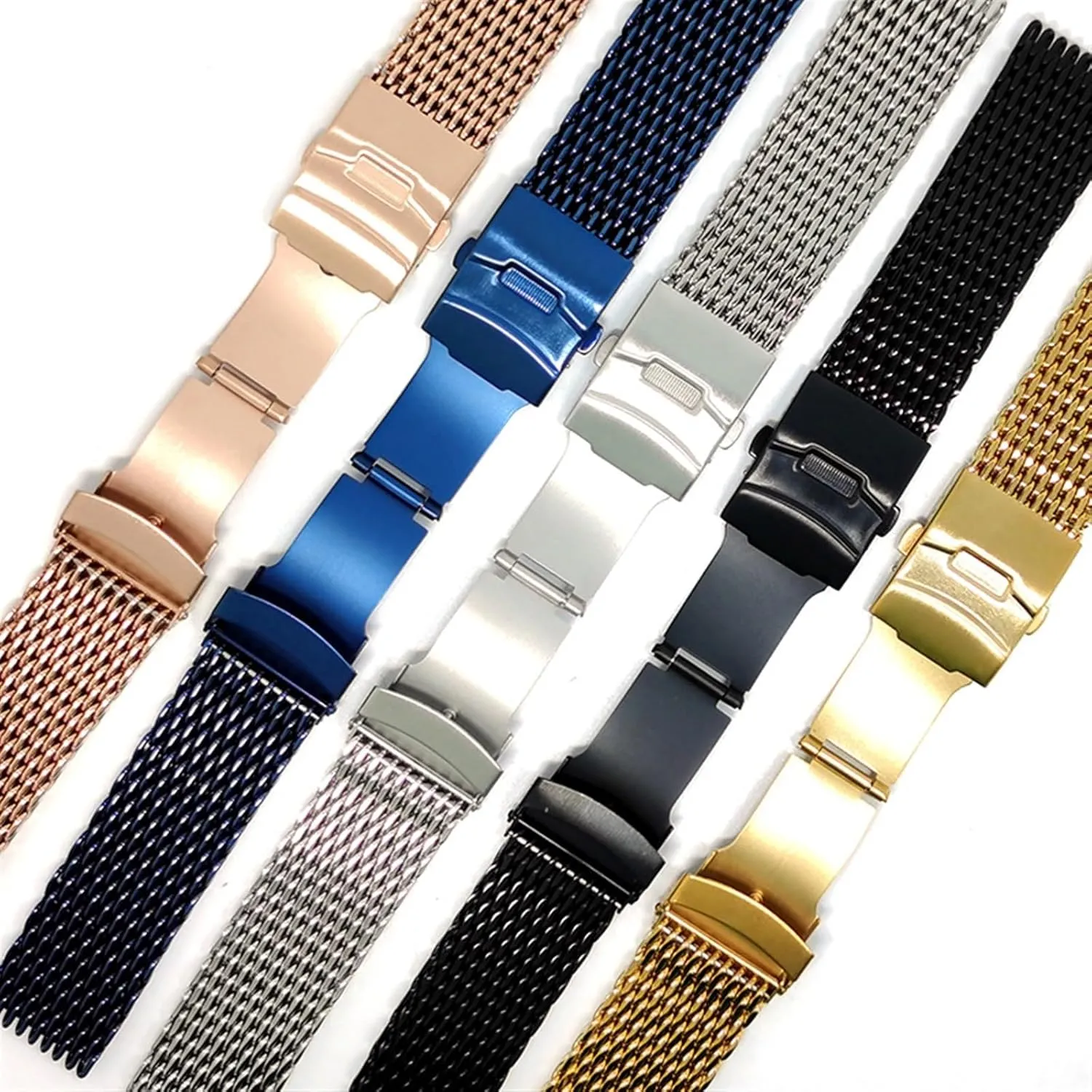 Stainless Steel Mesh Watch Band 18 20 22 24mm Unisex Shark Mesh Watch Band Replacement Strap For Traditional Or Smart Watch
