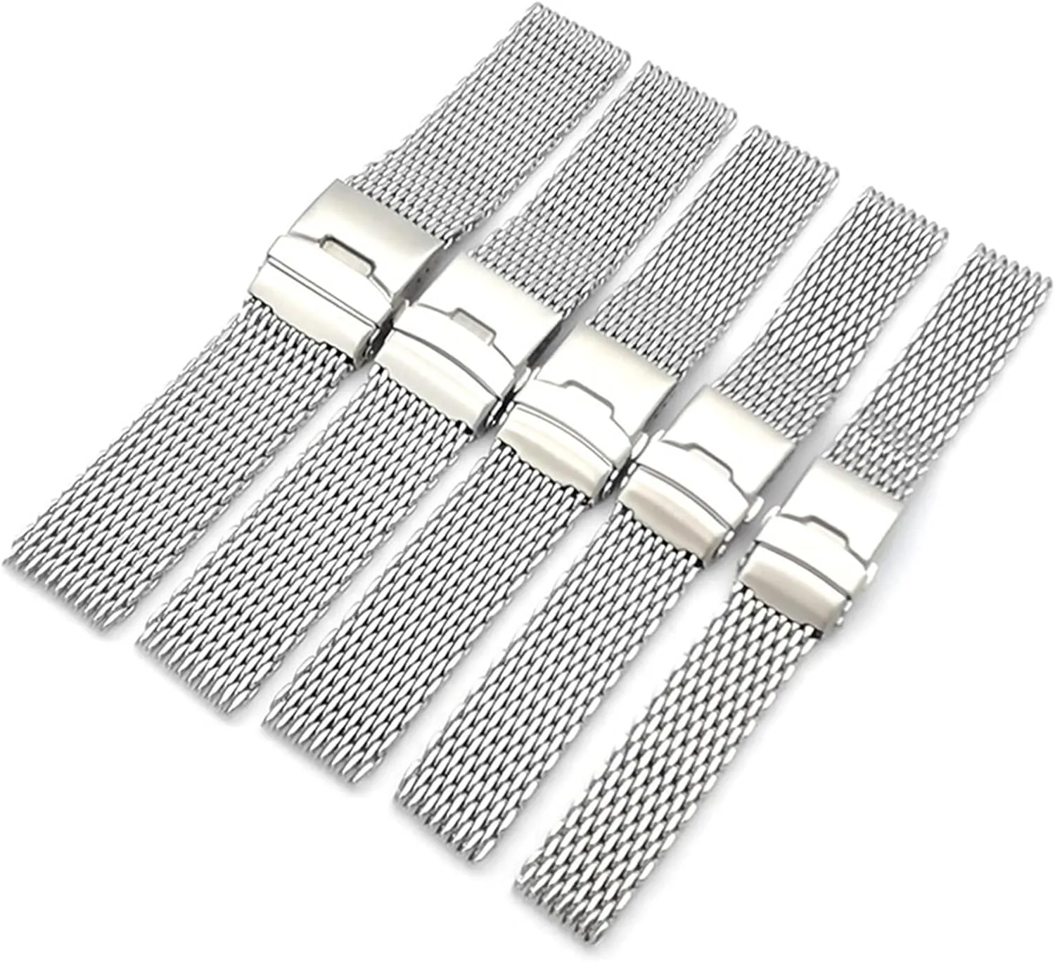 Stainless Steel Mesh Watch Band 18 20 22 24mm Unisex Shark Mesh Watch Band Replacement Strap For Traditional Or Smart Watch