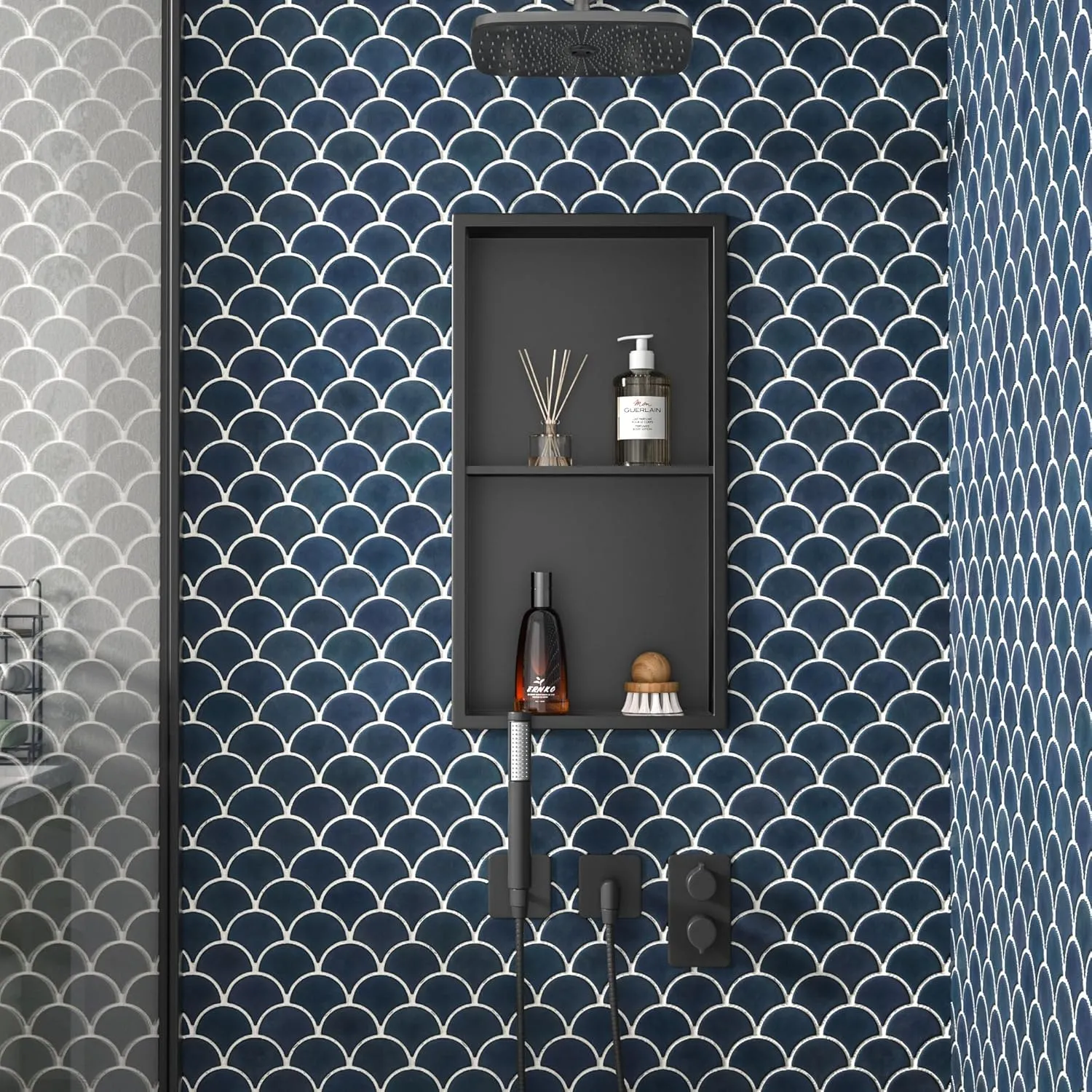 Stainless Steel Shower Niche 24" X 12" Matte Black No Tile Needed Wall Vertical Niche Double Shelves Recessed Shower Shelf for Bathroom Storage Over Mount Installation