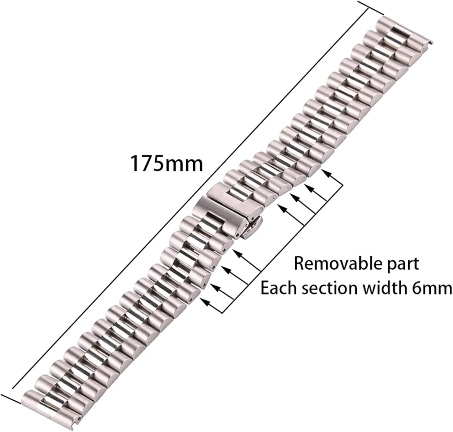 Stainless Steel Strap Metal Replacement Watchbands 16mm 18mm 20mm 21mm 22mm Women Men Universal Band
