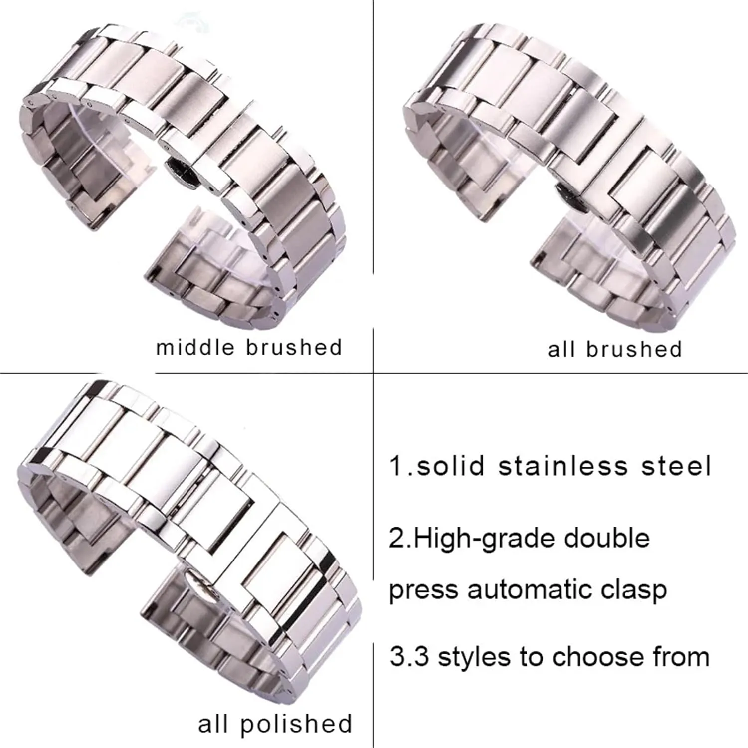Stainless Steel Strap Metal Replacement Watchbands 18 20 21 22 23 24mm Men Woman Universal Quick Change Bracelet