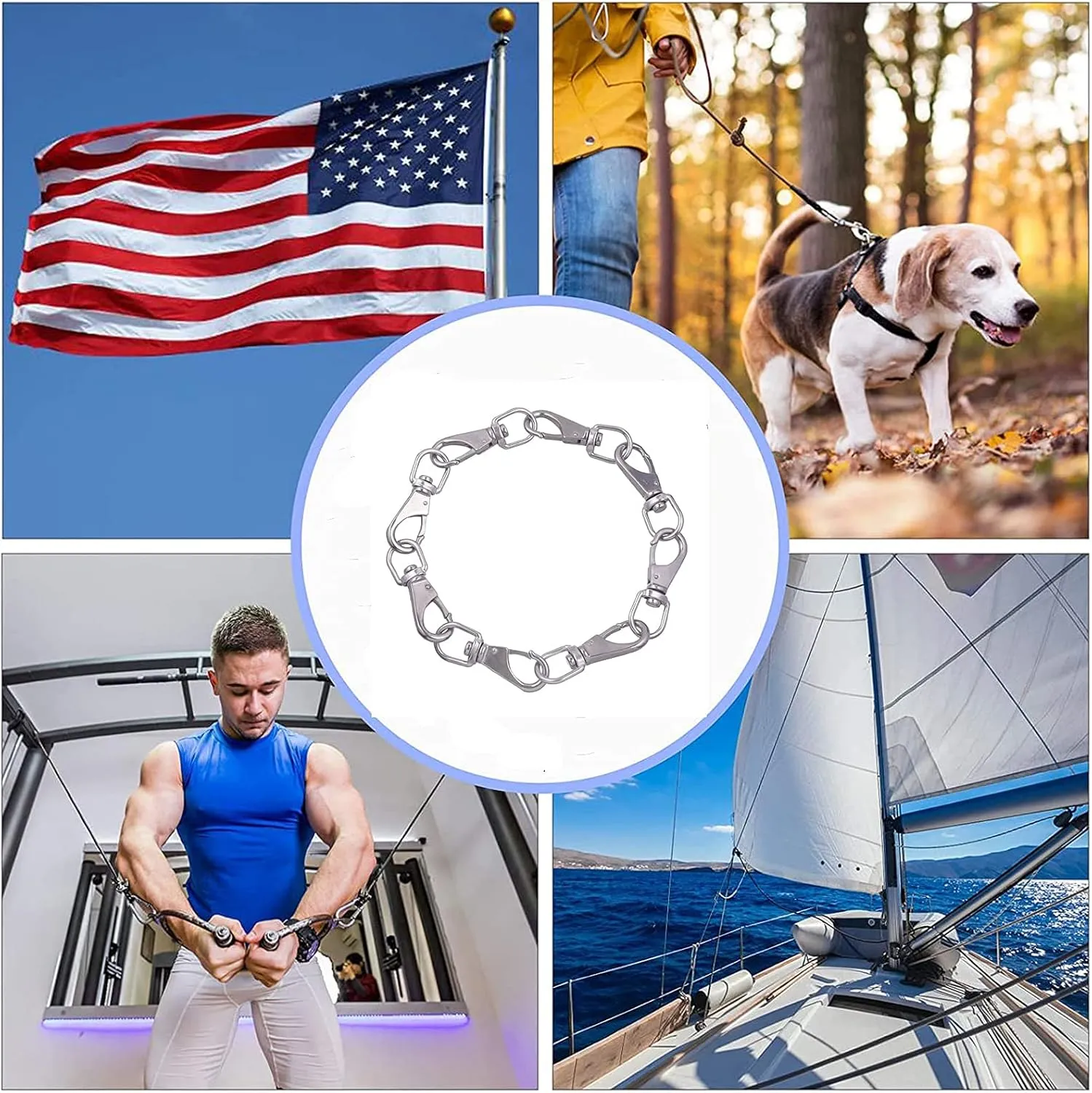 Stainless Steel Swivel Snap Hooks, Heavy Flag Clips for Flagpole, Diving Clips Spring Hooks for Bird Feeders, Pet Chains, Dog Tie-Out Cable