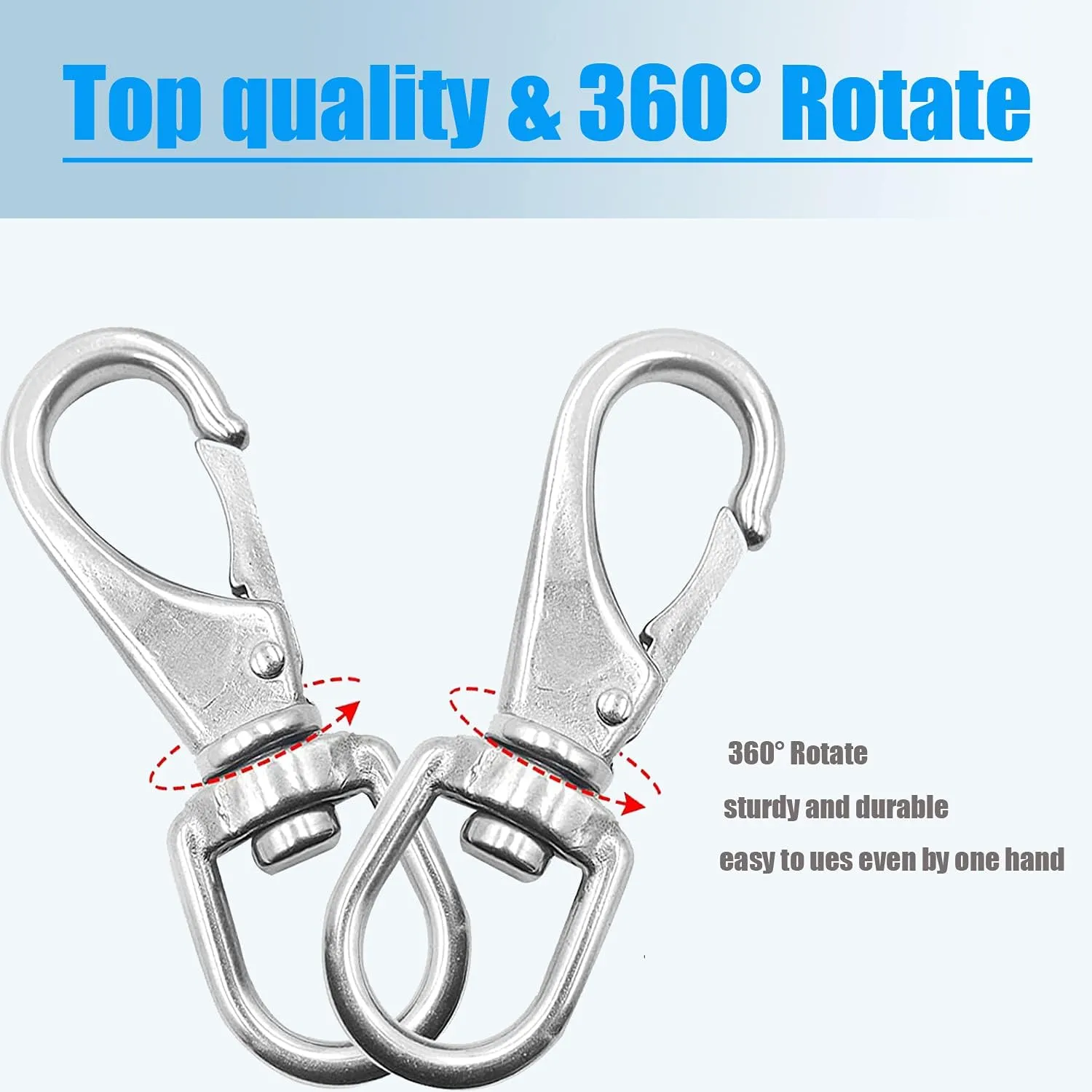 Stainless Steel Swivel Snap Hooks, Heavy Flag Clips for Flagpole, Diving Clips Spring Hooks for Bird Feeders, Pet Chains, Dog Tie-Out Cable