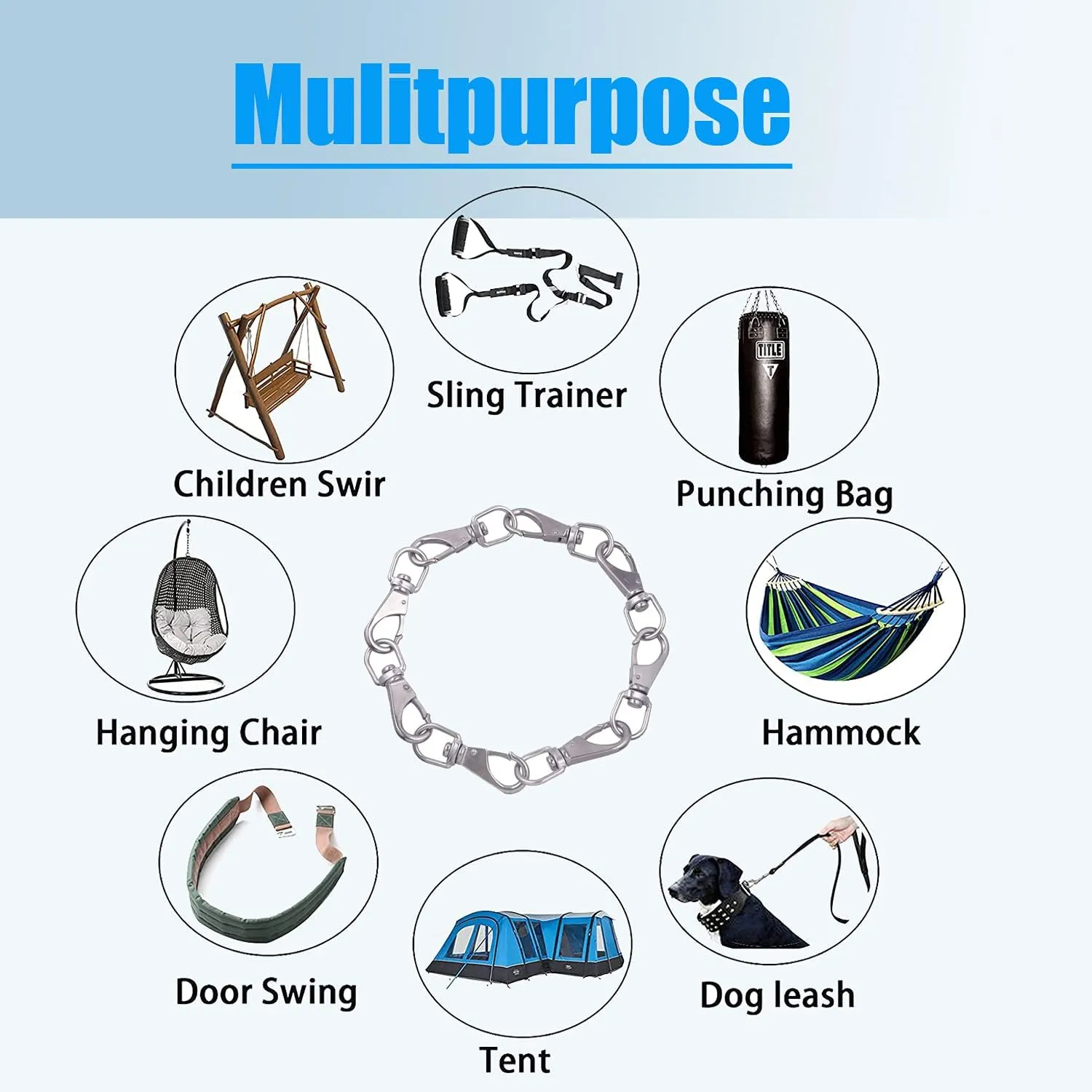 Stainless Steel Swivel Snap Hooks, Heavy Flag Clips for Flagpole, Diving Clips Spring Hooks for Bird Feeders, Pet Chains, Dog Tie-Out Cable