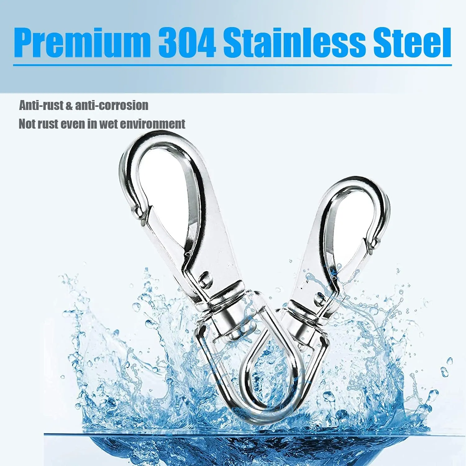 Stainless Steel Swivel Snap Hooks, Heavy Flag Clips for Flagpole, Diving Clips Spring Hooks for Bird Feeders, Pet Chains, Dog Tie-Out Cable