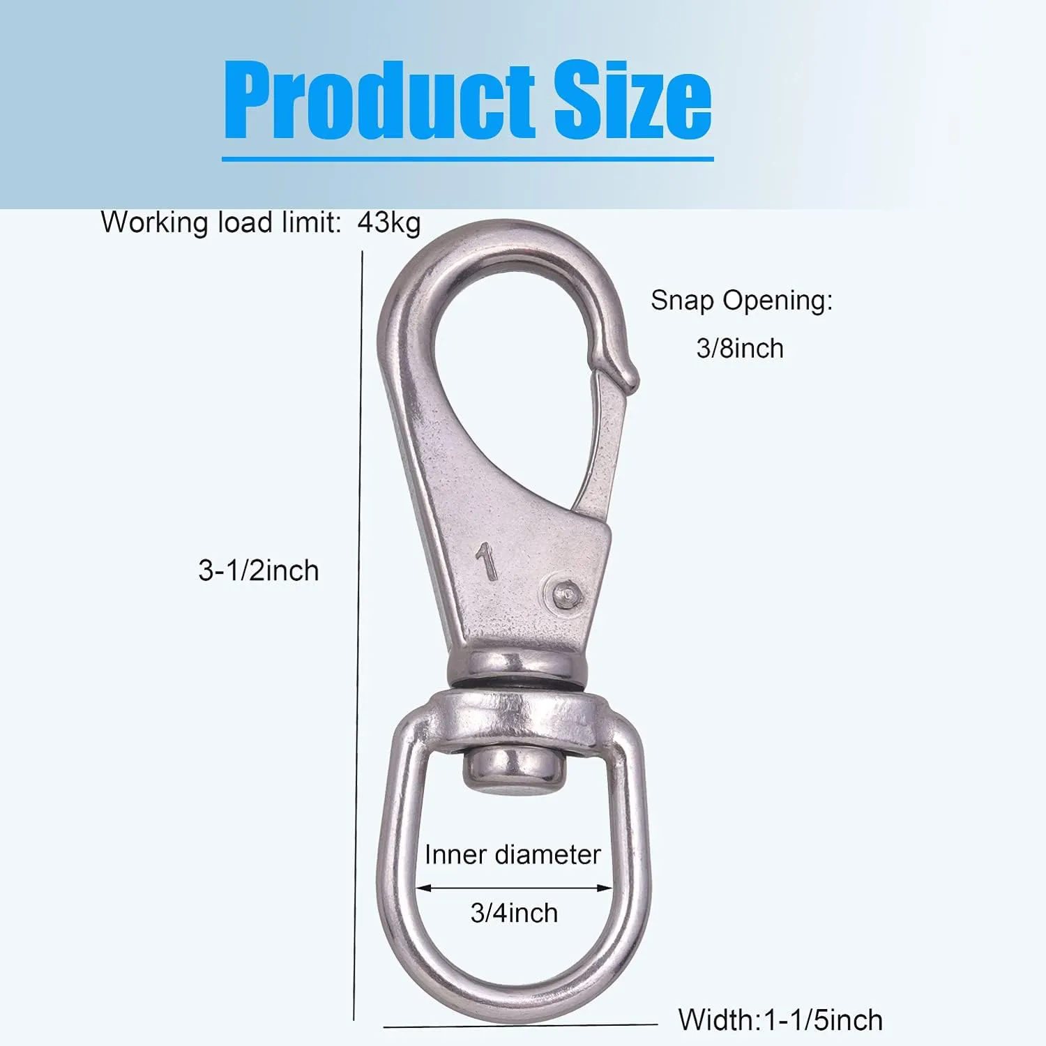 Stainless Steel Swivel Snap Hooks, Heavy Flag Clips for Flagpole, Diving Clips Spring Hooks for Bird Feeders, Pet Chains, Dog Tie-Out Cable