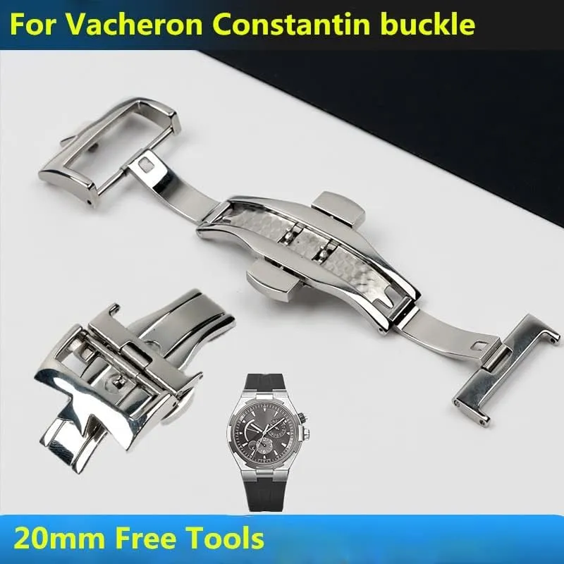 Stainless Steel Watch Clasp for VC Vacheron Watch Strap Buckles Constantin 20mm Silver Metal Pin Butterfly Clasp