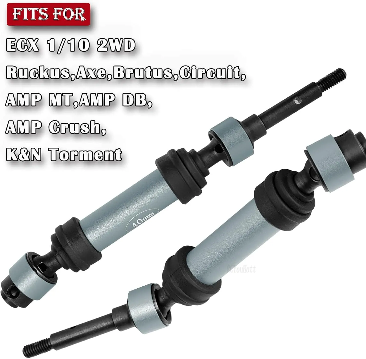 Steel #45 Rear Drive Shaft CVD Upgrades Part for ECX 1/10 2WD Ruckus,Axe,Brutus,Circuit,AMP MT,AMP DB,AMP Crush,K&N Torment,Front Axles Driveshaft with Hex,Titanium