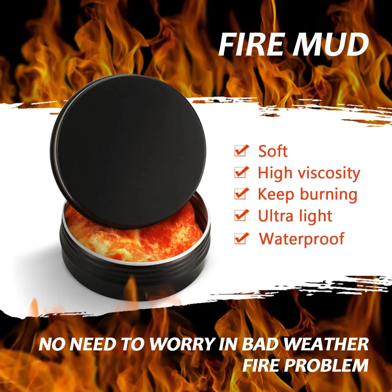 Sticky Fire Starter Sticky Fluffy BBQ Fire Starter For Grilling Fireplace Fire Pit Box-Contained Mud-Type Charcoal Fire Starters