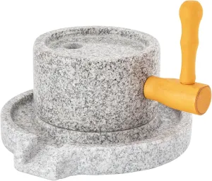 Stone Grain Mill, Manual Handmade Stone Mill Removable Stone Grinder Natural Granite Paste Mill with Filter Bag Dry &Wet Grain Mill for Seeds, Nuts, Corn, Spices, Green Beans