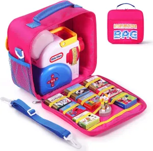 Storage Case for Little Tikes Story Dream Machine Books Starter Set, Toys Storage Holder Travel Case for Many Story Collection, Storytime/Little Golden Book Accessories (Pink)