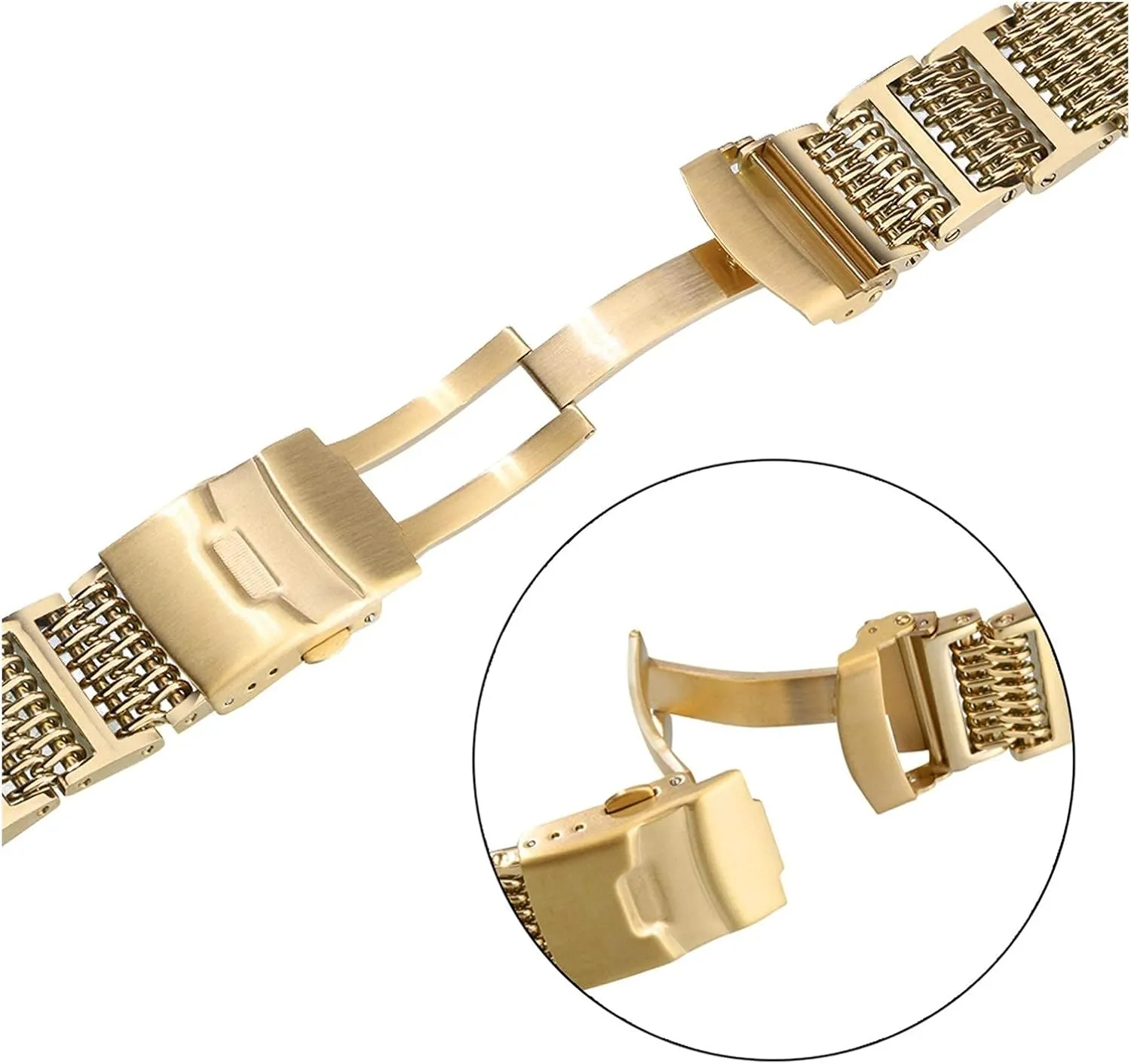 strap steel watchbands 24mm gold/rose gold/blue replacement wrist strap with folding clasp with safety