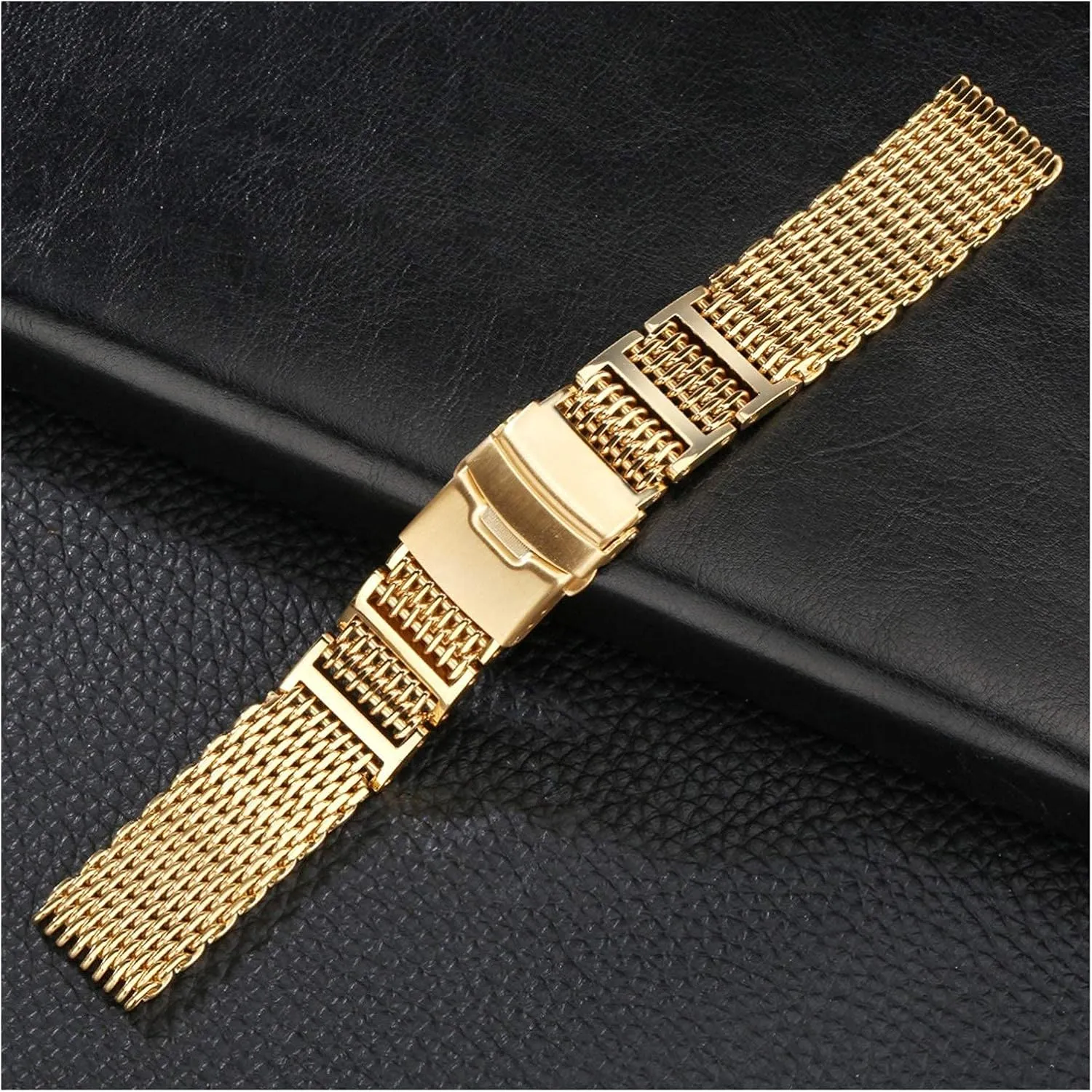 strap steel watchbands 24mm gold/rose gold/blue replacement wrist strap with folding clasp with safety
