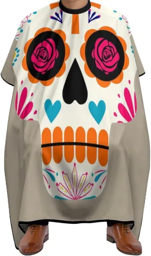 Sugar Skulls Art Cut Hair Cape Haircut Gown - Extra Large Haircut Hairdressing Cloth Apron for Barber Salon, Profession Barbershop Supplies