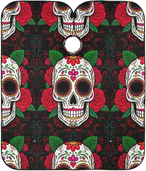 Sugar Skulls Rose Barber Gown Cape Waterproof Cape, 64.9 x 55.1 Inches Extra Large Barber Cape