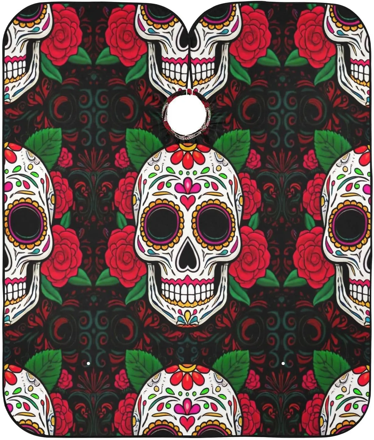 Sugar Skulls Rose Barber Gown Cape Waterproof Cape, 64.9 x 55.1 Inches Extra Large Barber Cape