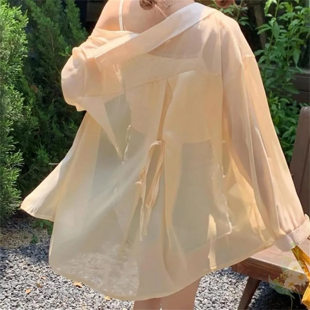 Summer Sunscreen Chiffon Shirt, Long Sleeve Uv Protected Silk Shirt, Casual Lightweight Ice Silk Chiffon Sunscreen Shirts